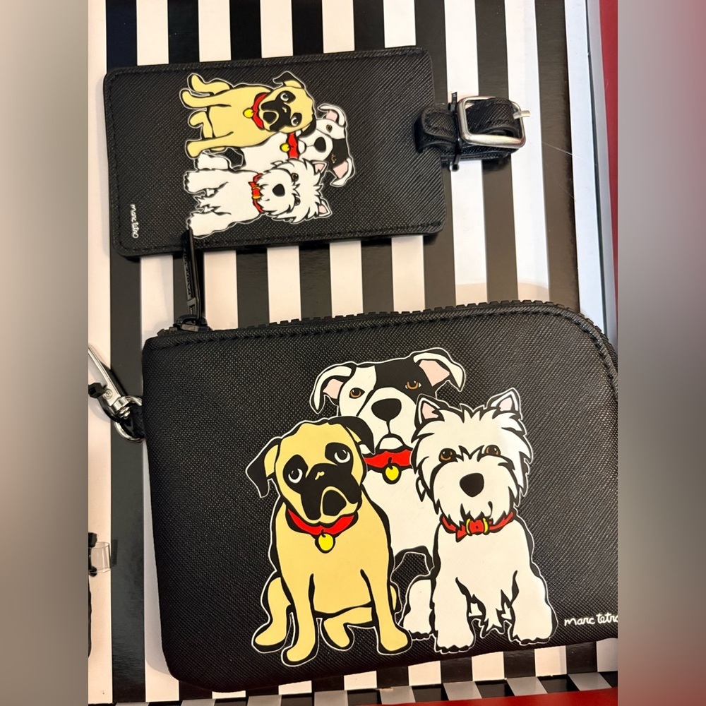 New Marc Tetro Dog Print Travel Accessory Set - Picture 6 of 7